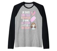 Sono Una Ragazza Semplice Mi Piace Disegno e Cioccolato Kawaii Maglia con Maniche Raglan