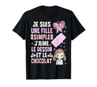 Sono Una Ragazza Semplice Mi Piace Disegno e Cioccolato Kawaii Maglietta