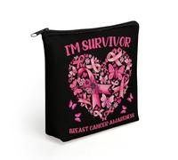 Sono una sopravvissuta al cancro al seno - Borsa per il trucco con nastro rosa per donna, trousse da viaggio, borse per articoli da toilette, borse per riporre oggetti in bagno