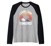Sono venuto e ho visto che ho distrutto un gioco di ping pong retrò per uomini Maglia con Maniche Raglan