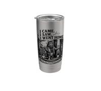 Sono venuto, ho visto, sono andato a casa, divertente, introverso, gatto a casa Bicchiere termico in acciaio inox doppia parete