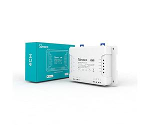SONOFF 4CHR3 Interruttore Della Luce Intelligente Wi-Fi a 4 Gang, 3 Modalità: Autobloccante, Interblocco e Inching, Telecomando per Porta Del Garage, Compatibile Con Alexa