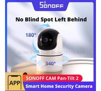 SONOFF CAM Pan-Tilt 2 Telecamera di sicurezza domestica intelligente per interni Visione notturna 360 ° Rilevamento umano panoramico e rilevamento del movimento tramite Alexa