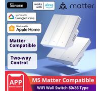 SONOFF M5 Matter Smart Wall Switch Tipo 80/86 Interruttore a pulsante 1/2/3 Gang Interruttore Telaio Funziona con Alexa Google Apple Home Alice