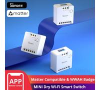 SONOFF Contatto Pulito MINI-D Interruttore Intelligente | WiFi 2.4G | 8W | Protocollo Matter compatibile con Alexa, Google Home, Home Assistant | Per porte di garage, controllo caldaia, ecc.Senza hub