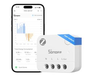 SONOFF MINI-ZB1GP, MINI PM, Zigbee 3.0, Misuratore di energia intelligente, Hub Zigbee richiesto, Conduttore neutro richiesto, Misurazione della corrente, Compatibile con Home Assistant, 16A