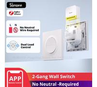 SONOFF Orb-ZBW2L, Zigbee Smart Light Interruttore a 2 vie, WiFi 2,4 GHz, senza conduttore neutro, controllo remoto e vocale, compatibile con Siri, Alexa & Google Assistant, 86 mm x 86 mm, 8 A/pro