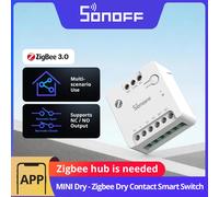 SONOFF MINI-ZBD Zigbee 3.0 Relè a contatto a secco, ingresso AC/DC, compatibile con gli hub Zigbee, funziona con Alexa & Google Home, Smart Relè per porta del garage, boiler, motori DC e valvole a