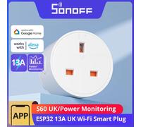 SONOFF S60 13A UK Wi-Fi Smart Socket iPlug 1-5PCS Monitoraggio dell'alimentazione Timer Scena intelligente Telecomando eWeLink Alexa Google IFTTT