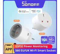SONOFF S60 EU/UK iPlug Wi-Fi Smart Socket Protezione da sovraccarico Timer Scena intelligente Telecomando tramite eWeLink Alexa Google IFTTT