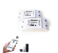 Sonoff Smart WiFi 2 pezzi interruttore telecomando wireless, compatibile con iOS e Android, compatibile con ALEXA, Google Home assistente, nido, Bianco