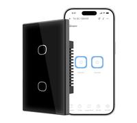 SONOFF TX Gen2 Interruttore Touch Intelligente per Parete: 2 Canali, Pannello Tipo 120, Wi-Fi 2.4GHz, Neutro richiesto, Compatibile con Matter, Apple Home/Google Home/Amazon Alexa, T6-2C-120MB