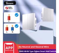 SONOFF ZBM5 80/86 Tipo Zigbee Smart Wall Switch Supporta Nessun cavo neutro e neutro Modalità relè staccabile Funziona con l'assistente domestico