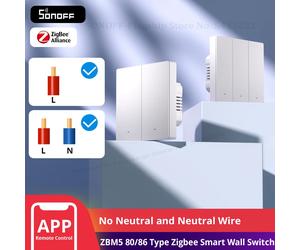 SONOFF ZBM5 80/86 Tipo Zigbee Smart Wall Switch Supporta Nessun cavo neutro e neutro Modalità relè staccabile Funziona con l'assistente domestico