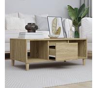 Sonoma Oak Coffee Table, 90 x 50 x 36,5 cm, legno composite Living Room Table with Storage, Modern Center Table for Living Room, Durable Eucalyptus Wood Legs