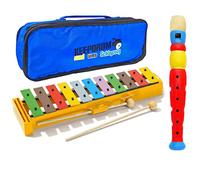 Sonor GS - Set campanello per bambini + custodia Keepdrum MB01BL + flauto in rosso