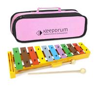 Sonor GS - Xilofono per bambini, con 11 suonerie colorate in acciaio + custodia Keepdrum rosa
