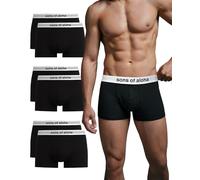 SONS OF ALOHA Boxer da uomo in cotone biologico, confezione da 6 pezzi, senza elastico in vita (taglia S - XL), 6 x bianco e nero, M