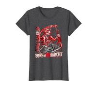 Sons of Anarchy Throwback Fear The Reaper Biker TV Show Maglietta, Donna, Grigio Scuro, M