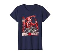 Sons of Anarchy Throwback Fear The Reaper Biker TV Show Maglietta, Donna, Navy, XL