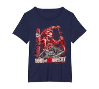 Sons of Anarchy Throwback Fear The Reaper Biker TV Show Maglietta, Donna Plus-Size, Navy, 6X