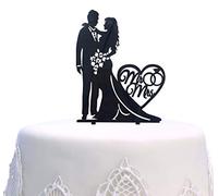 SONSMER - Topper per torta con scritta in lingua inglese “Mr and Mrs”