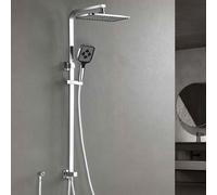 SonTiy Set doccia a pioggia, saliscendi quadrato girevole con grande soffione e doccetta, deviatore in ottone, 3 tipi di getto, garanzia di 5 anni, cromato