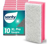 SONTY Spugna professionale antigraffio rosa rossa grande - 10 spugne Jumbo dall'Austria | Spugne XXL per la pulizia della casa, bagno, sanitari, WC, gastronomia | Spugna lavabile 15 x 7 x 4 cm