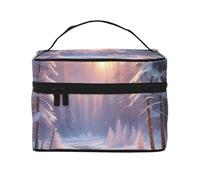 Sonw Forest Travel Makeup Bag - Organizer portatile per articoli da toeletta con scomparti con cerniera per spazzole, bottiglie e prodotti per la cura della pelle