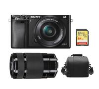 SONY A6000 Nero SEL 16-50MM Nero SEL 55-210MM Nero+64GB scheda SD+Borsa