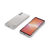 Sony Elegante cover con supporto per Xperia 5 V | Presa comoda per scattare foto e video | Argento