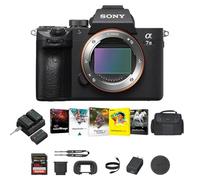 Sony Fotocamera mirrorless a7 III (nero) - Fotocamera digitale full-frame da 24 MP con batterie e kit doppio caricabatterie, kit software Corel, scheda di memoria SDXC da 128 GB e grande borsa DSLR