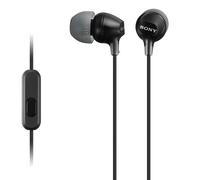 Sony MDR-EX15AP - Cuffie in-ear con microfono, Auricolari in silicone, Nero Nero