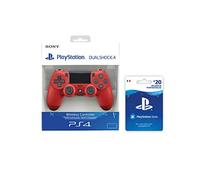 Sony PlayStation 4 - Dualshock 4 Controller Wireless V2, Rosso + PSN Card 20 € [Esclusiva Amazon], Standard + Card