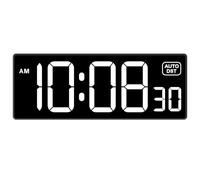 Soobest Orologio digitale da parete con secondi, con spina per orologio elettrico, con regolatore di intensità regolabile, LED, ampio display da 11,5 pollici, colore: bianco