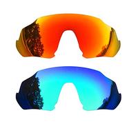 SOODASE Per Oakley Flight Jacket Occhiali da Sole Rosso/Blu 2 coppie Lenti di Ricambio Polarizzate
