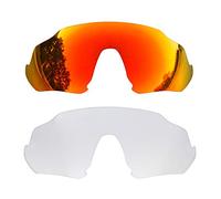 SOODASE Per Oakley Flight Jacket Occhiali da Sole Rosso/Trasparente 2 coppie Lenti di Ricambio