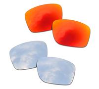 SOODASE Per Oakley Mainlink Occhiali da Sole Rosso/Argento 2 Coppie Polarized Lenti di Ricambio Polarizzate