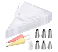 soodyoow 100 Pezzi sac à Poche, sac a Poche USA e Getta con 6 Ugelli in Acciaio Inossidabile e 1 Convertitore Adatto, Sacchetto per Pasticceria e Getta per Decorare Torte di Biscotti