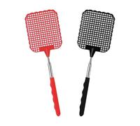 Soodyoow 2 Pezzi Manuale Paletta Mosche, Scacciamosche Estensibile, Scacciamosche Plastica Forte Flessibile per Interno Cucina Zanzare Mosche Insetti Bug e Tarme(Rosso+Nero)