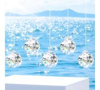 Soodyoow 20 Pezzi Acchiappasole, 30mm Acchiappasole Cristallo, Acchiappa-Sole in Cristallo, Prisma Sfera di Cristallo, per Lampadari, Soffitto, Giardini, Delle Nozze, con Filo Trasparente