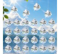 Soodyoow 24 Pezzi Acchiappasole, 20mm Acchiappasole Cristallos, Acchiappa-Sole in Cristallo, Prisma Sfera di Cristallo, per Lampadari, Soffitto, Giardini, Delle Nozze, con Filo Trasparente