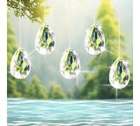 Soodyoow Acchiappasole, 10 Pezzi Acchiappasole Cristallo, 38mm Acchiappa-Sole in Cristallo, Prisma Sfera di Cristallos, per Lampadari, Soffitto, Giardini, Delle Nozze, con 8m Filo Trasparente(0.8mm)