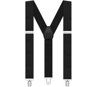 soodyoow Bretelle Uomo, 3.5 Cm Bretelle Nere di Tipo a Y, Bretelles Regolabili con 3 Clips, Bretelles Uomo Eleganti per Camicie, Abiti, Feste, Affari, Festa a Tema, Carnevale(Nero)