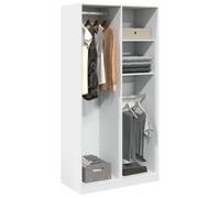 SooIarix Armadio in legno bianco, 100 x 50 x 200 cm, con 4 scomparti e asta, armadio compatto per camera da letto e spogliatoio, pratico portaoggetti
