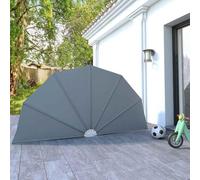 SooIarix Ventaglio laterale pieghevole per terrazza, grigio, in poliestere e acciaio, raggio 160 cm, con supporto a parete, idrorepellente, resistente ai raggi UV, pieghevole