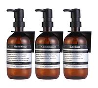 SOOKDEO Dispenser Bottiglia Bagno Cucina Ricaricabile per Shampoo Balsamo Mani Sapone Lozione Doccia Olio con Pompa ed Etichette Impermeabili, 500 ml, Confezione da 3 (ambra, con supporti a parete)