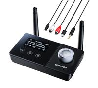 SOOMFON 3-in-1 Trasmettitore Ricevitore Bluetooth 5.3 con doppia Antenna, Adattatore Audio BT per 2 cuffie, Trasmettitore Bluetooth per TV e Stereo, con display e controllo del volume, AUX/Ottico