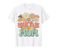 Soon To Be Mom Expecting Baby Pregnancy Groovy Wildflower Maglietta