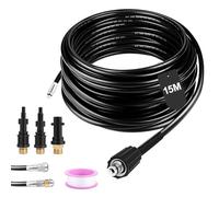 SOONHUA 15M Tubo di Sonda Sturatubi, 210 bar Kit Pulizia Tubi di Scarichi con 2 Ugelli compatibile con Karcher K2 K7, Lavor, Bosch, Parkside, Accessorio per idropulitrici